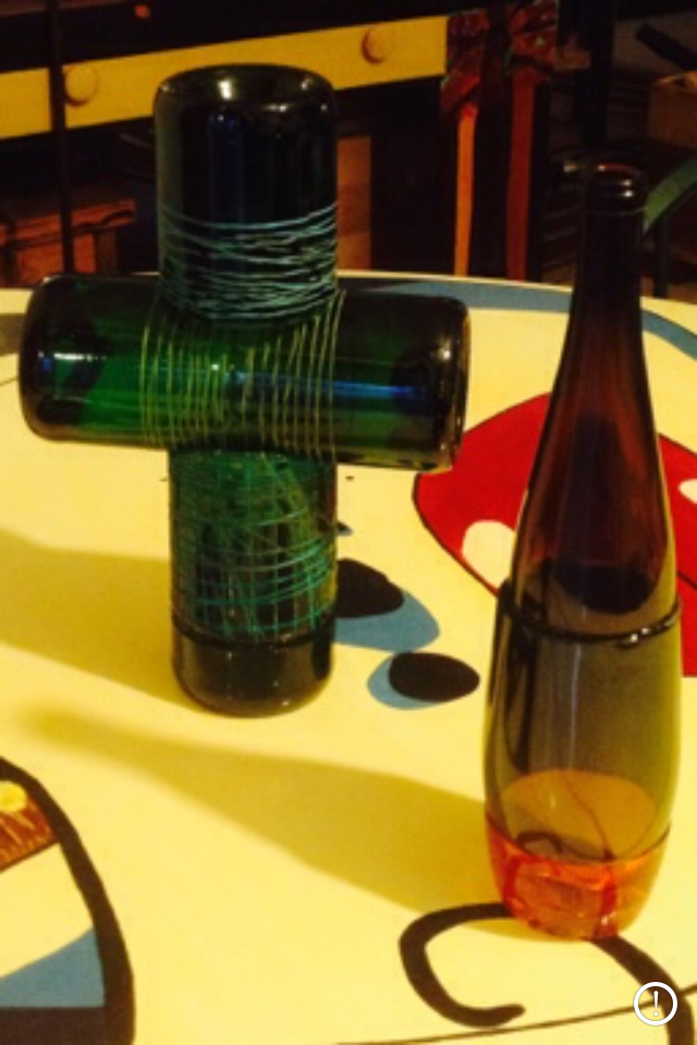 Edward Daniels  Cross made out of wine bottles